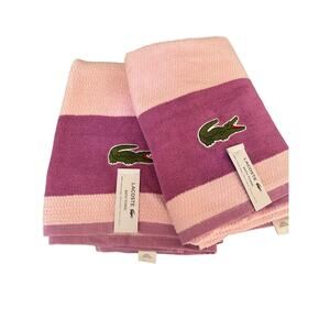 Lacoste Pink Lavender Bath Towel 100% Cotton 30" x 52" Crocodile Logo New Tags 2